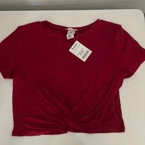 Red crop blouse size medium, never worn tags still on.